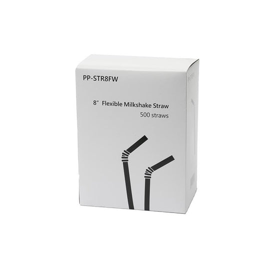 Eco-Packaging 8" Wrapped Flexible Straws - Clear - 12 Packs of 500