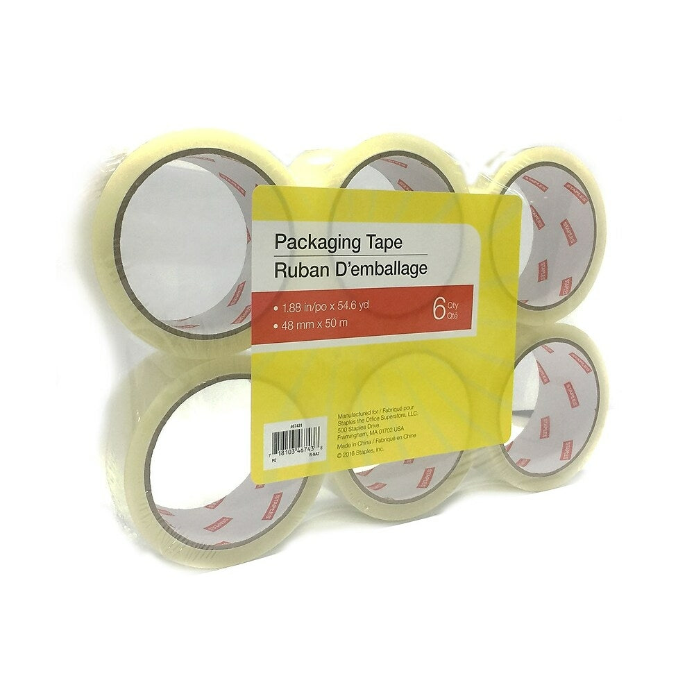 Ruban d'emballage standard Simply, 48 mm x 50 m, transparent, paquet de 6