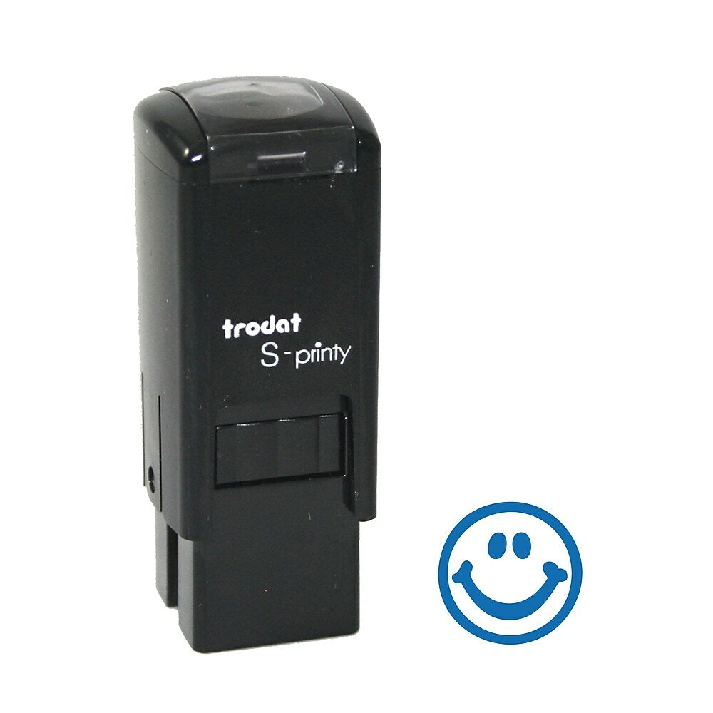 Mini tampon auto-encreur Trodat S-Printy « Happy Face Impression » à encre bleue 4921