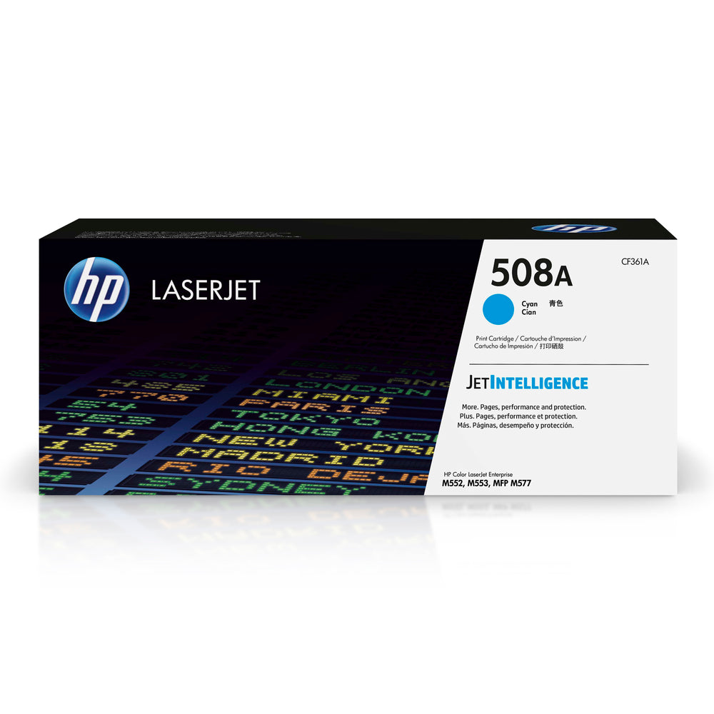 Cartouche de toner LaserJet cyan d'origine HP 508A (CF361A)