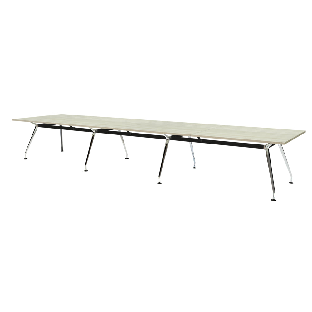 Table de réunion rectangulaire haut de gamme Heartwood HDL Innovations pour 14 personnes - Bois d'hiver chromé