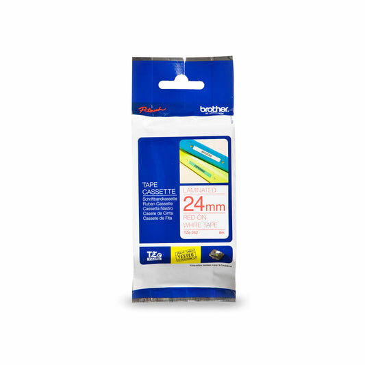 Ruban laminé Brother P-Touch - 24 mm - Rouge sur blanc