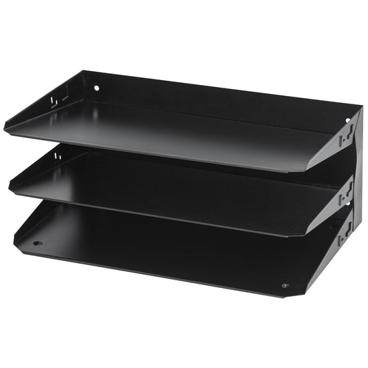 Merangue Metal 3-Tier File Shelf - Legal Size - Black