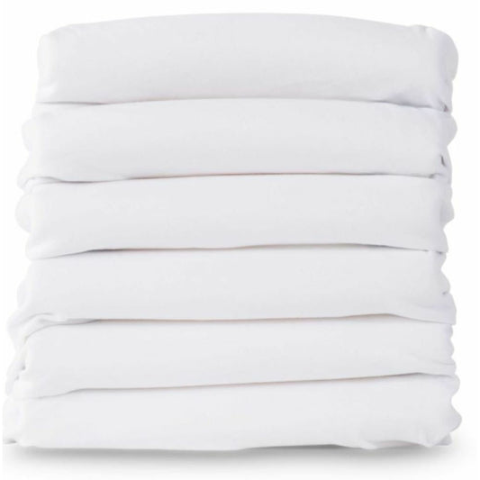 Foundations Safefit Cotton Compact/portable Elastic Fitted Sheet - White - 6 Pack
