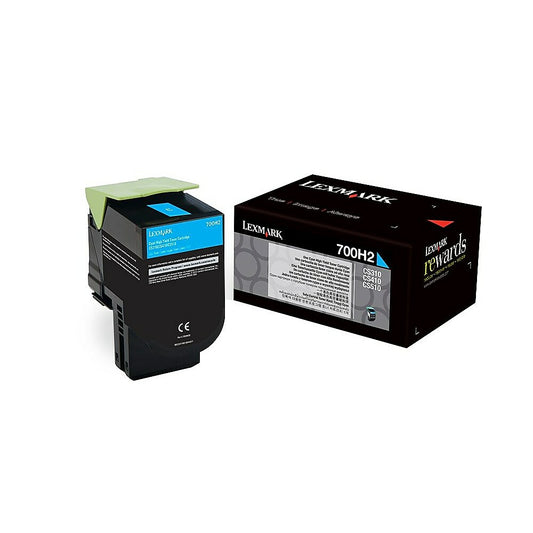 Cartouche de toner haute capacité Lexmark 700H2 - Laser - Haute capacité - OEM - Cyan - (70C0H20)