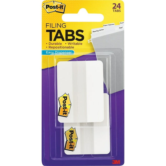 Onglets de classement durables Post-it, 2 po, blancs, paquet de 24