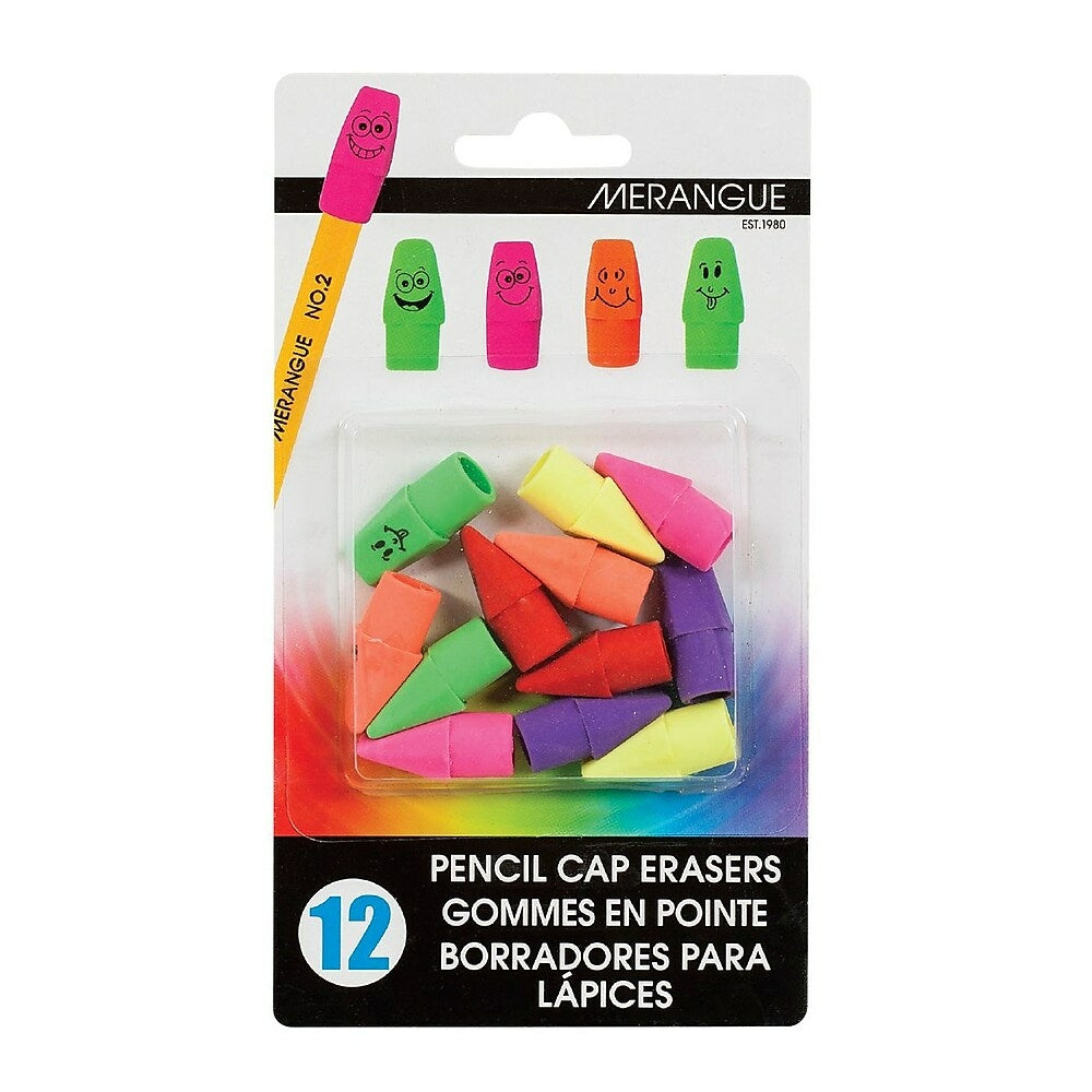 Merangue Happy Face Cap Erasers - 12 Pack