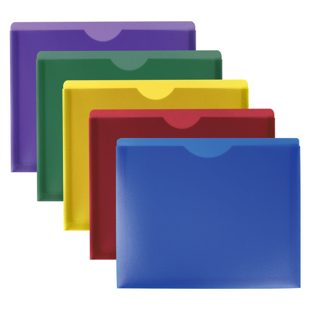 Pochettes de classement verticales Staples Poly - Format lettre - Couleurs assorties - Paquet de 5
