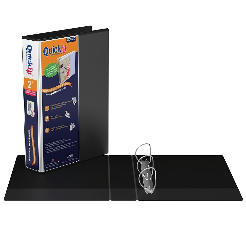 Classeur robuste QuickFit Deluxe (8,5" x 14"), anneaux ronds de 2", noir (portrait)