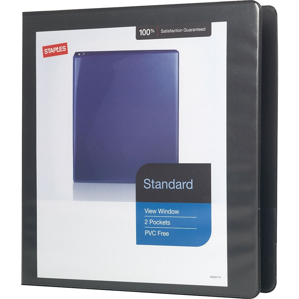 Classeur standard Staples avec anneaux en D - 1 1/2 po - Noir