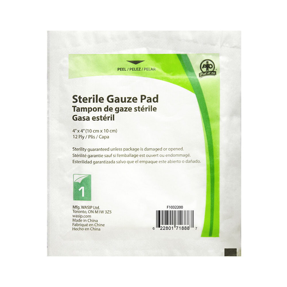 Wasip Guaze Pad - 4" x 4" - 12 Pack