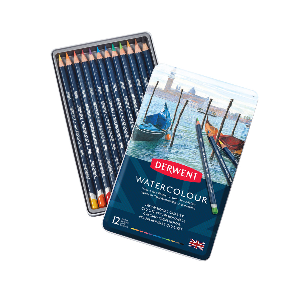Crayons aquarelle Derwent - Boîte en métal - Paquet de 12