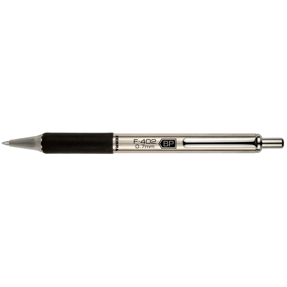 Zebra F402 Stainless Steel Ballpoint Pen - 0.7mm - Black Ink