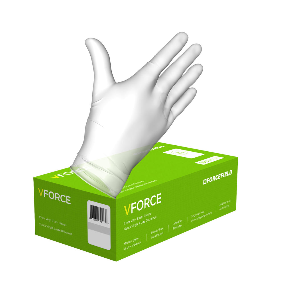 Gants médicaux Forcefield en vinyle non poudrés - Petit format - Paquet de 100