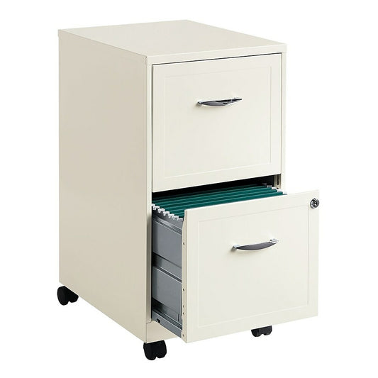 Hirsh Industries Space Solutions 18" Deep Vertical File Cabinet with Casters, 2-Drawer, Pearl White