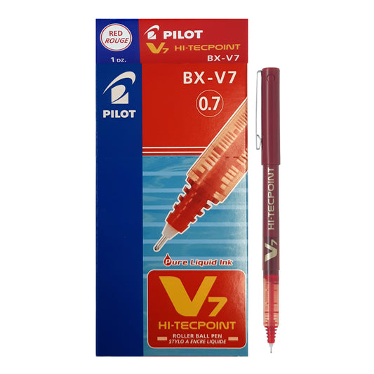 Pilot Hi-Tecpoint V7 Rollerball Pens - Fine Point - Red - 12 Pack