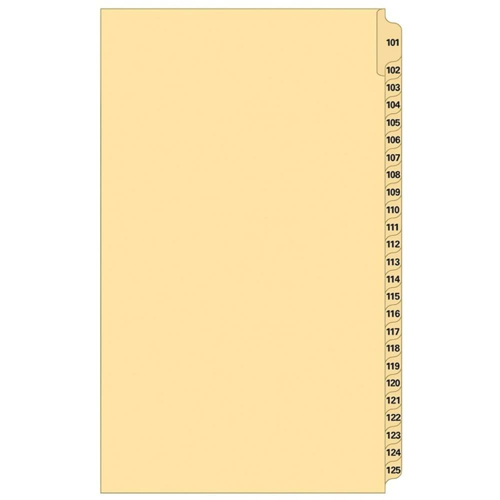 Supreme Litigation Tabs 25th Cut Numeric Set 14" Buff #101-125