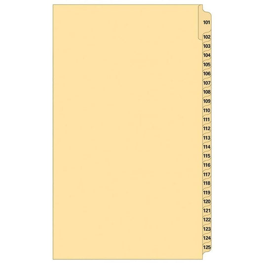 Supreme Litigation Tabs 25th Cut Numeric Set 14" Buff #101-125