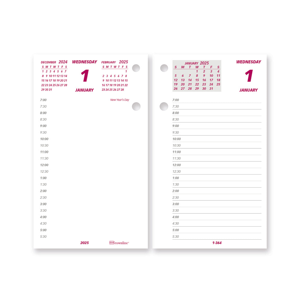 Brownline Daily Calendar Refill Pad- 6" x 3" - English