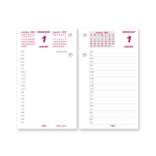 Bloc de recharge pour calendrier journalier Brownline - 6" x 3" - Anglais