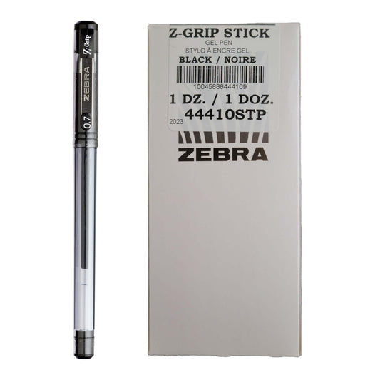 Zebra Z-Grip Gel Stick Pen - 0.7mm - Black Ink - 12 Pack