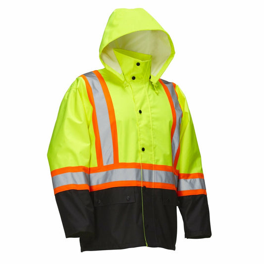 Forcefield Rain Jacket with Snap-Off Hood - 4XL - Lime