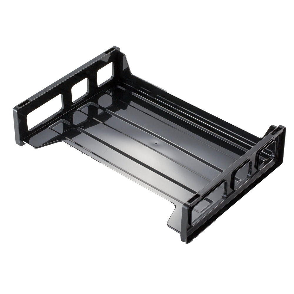 Korr Desk Tray - Side Loading - Letter Size - Plastic - Black - 8.9"W x 13.3"D x 2.8"H