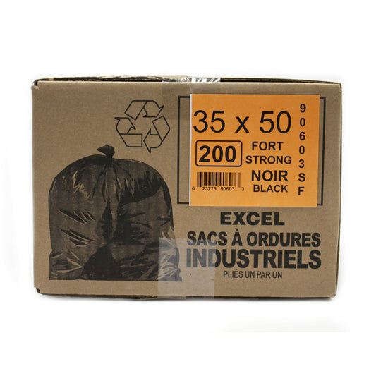 Sacs poubelle Eco II - 35" x 50" - Résistants - Noir - Paquet de 200