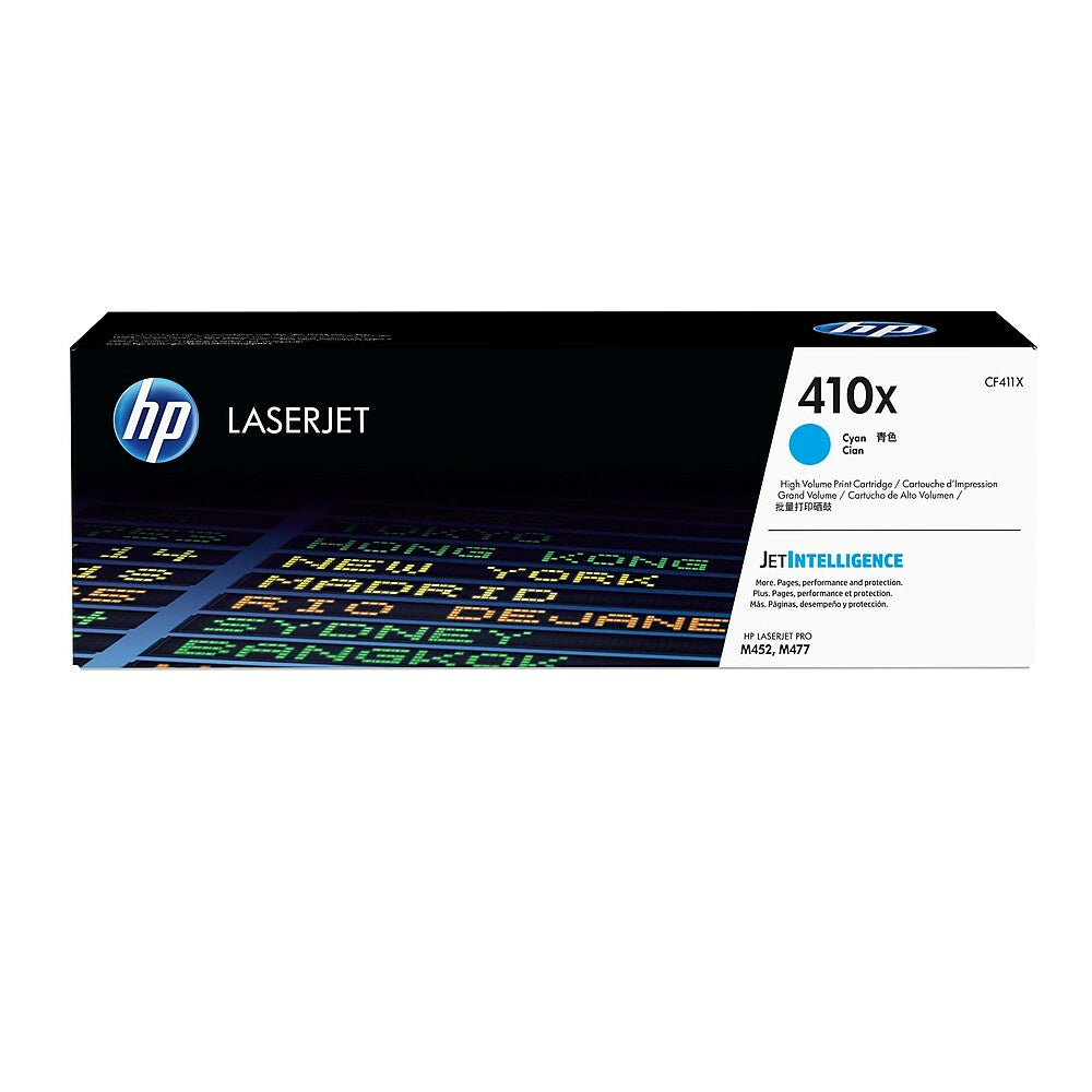 Cartouche de toner LaserJet cyan haute capacité HP 410X (CF411X) d'origine