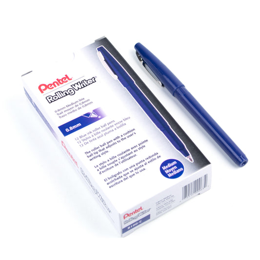 Stylo à bille roulante Pentel Original à pointe coussinée - 0,8 mm - Bleu - Lot de 12