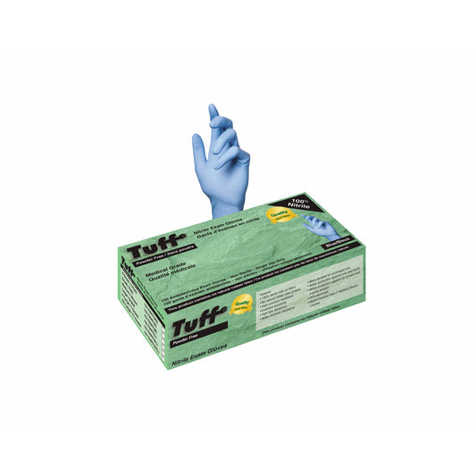 Gants jetables Tuff Nitrile non poudrés – Taille M – Bleu – Paquet de 100