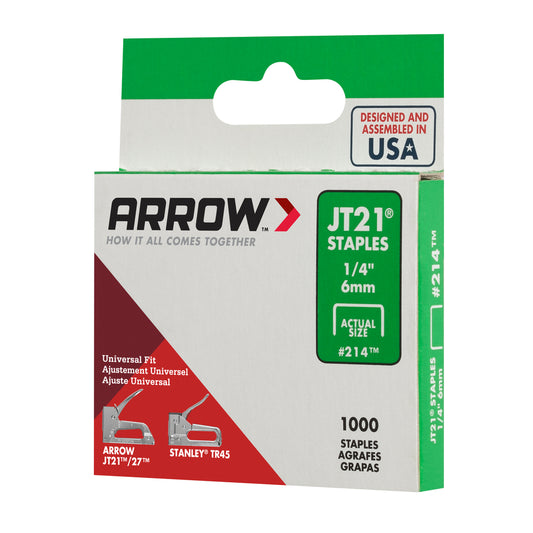 Arrow Staples - JT21 - 1/4" (6mm) - 1000