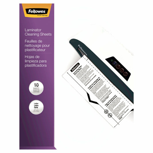 Feuilles de nettoyage pour plastifieuse Fellowes, paquet de 10