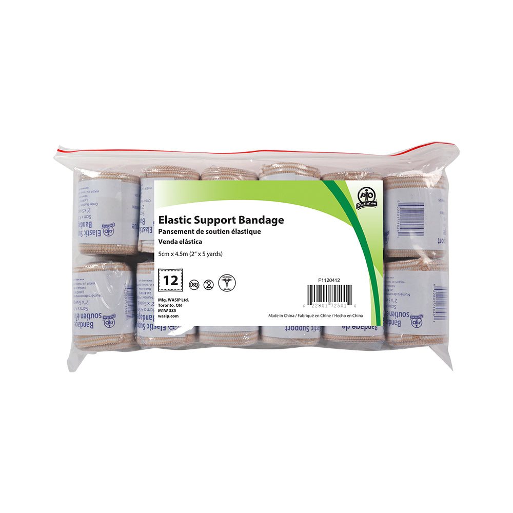 Bandage élastique de soutien Wasip - 5 cm x 4,5 m - Lot de 12