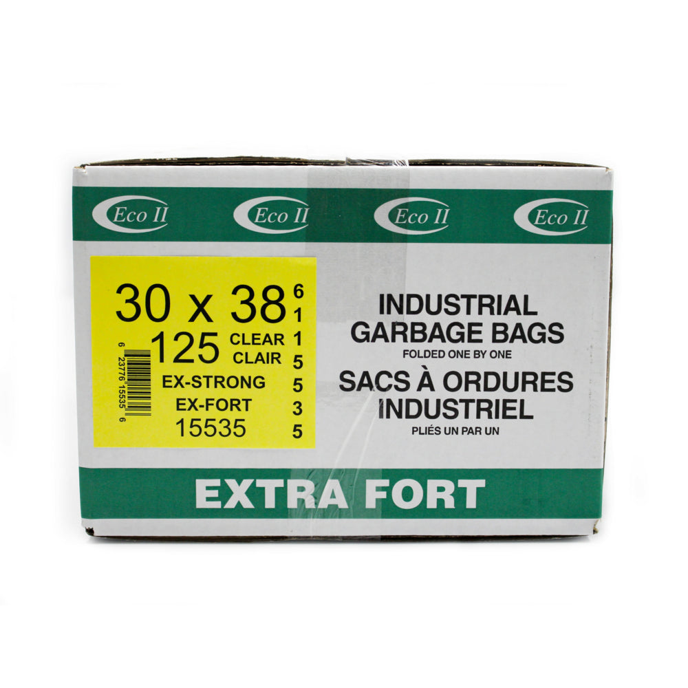 Eco II Garbage Bags - 30 x 38" - Extra Strong - Clear - 125 Pack