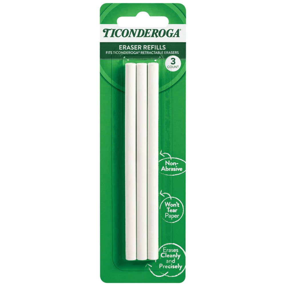 Gommes rétractables Ticonderoga - Blanches - Lot de 3