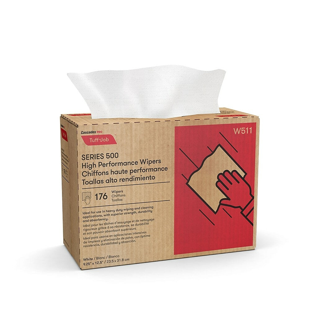 Essuie-tout Cascades PRO Tuff-Job, 9,25 po x 12,5 po, blanc, paquet de 176