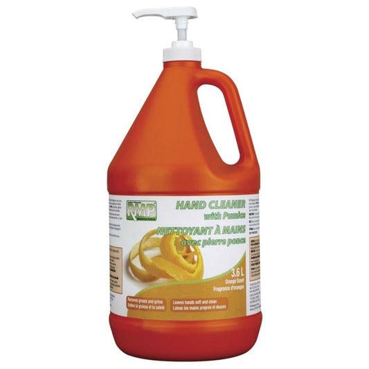 Nettoyant pour les mains à l'orange RMP Maintenance Products - Pierre ponce - 3,6 L - Bidon - Orange