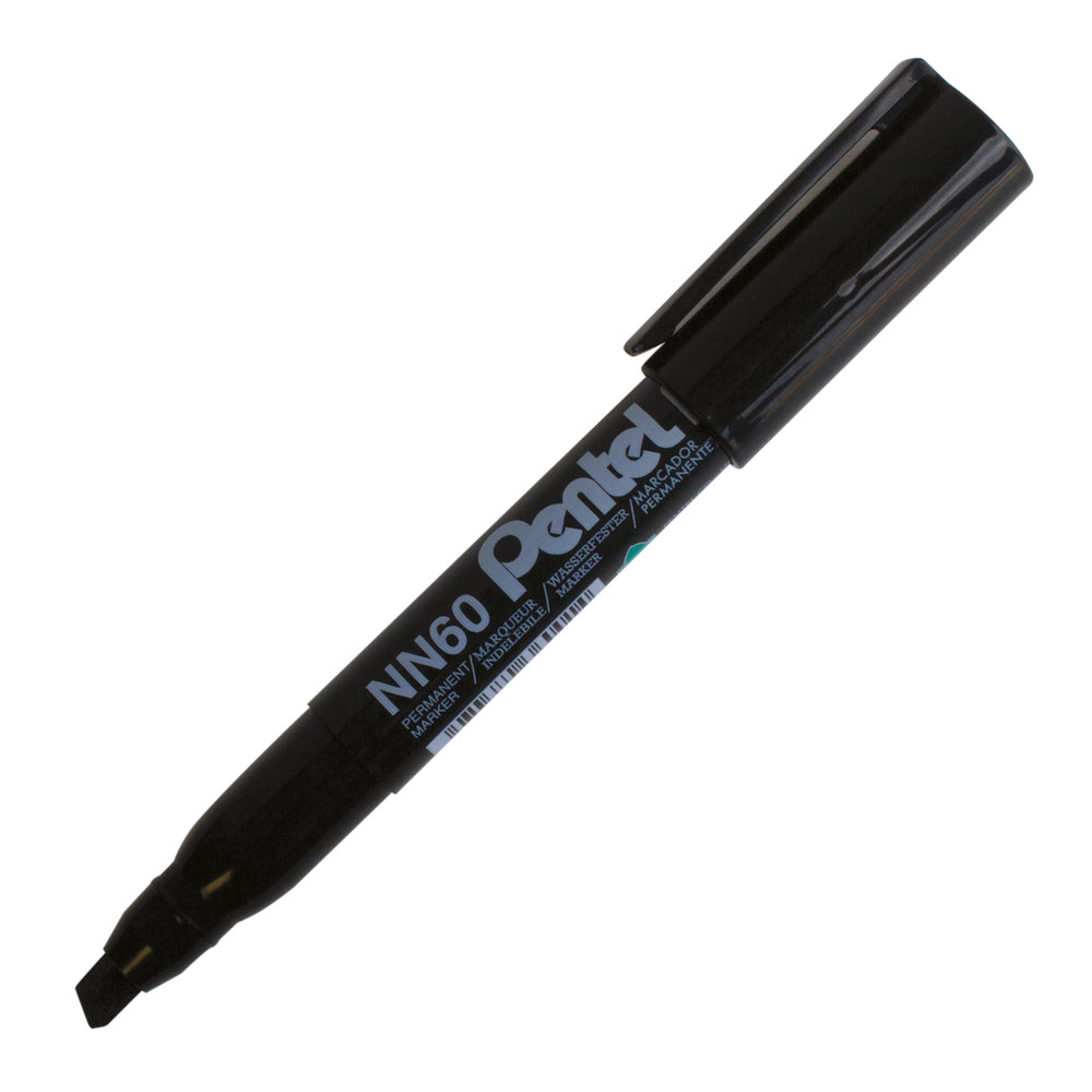 Marqueur permanent Pentel Green Label - Pointe biseautée - Noir