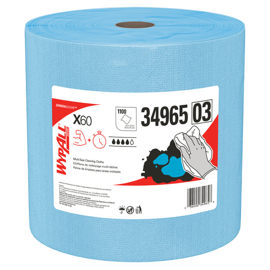 WypAll General Clean X60 Multi-Task Cleaning Cloths (34965) - Jumbo Roll - Blue