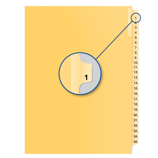 Legal Exhibit Dividers Buff #1, Letter Size, Pack of 25