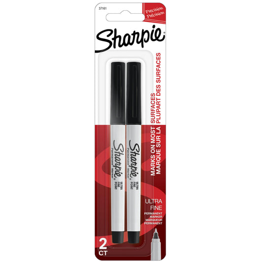 Paper Mate Sharpie Permanent Markers - Ultra Fine Point - Black - 2 Pack