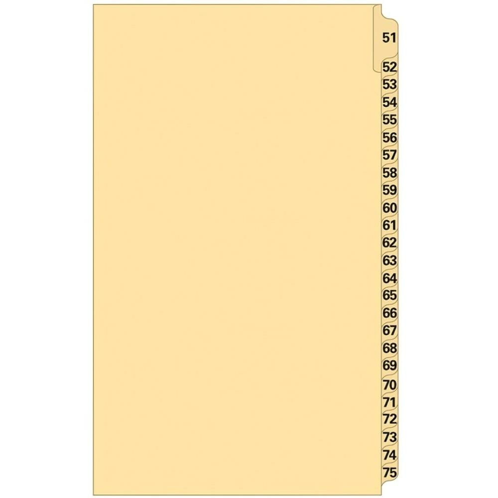 Supreme Litigation Tabs 25th Cut Numeric Set 14" Buff #51-75