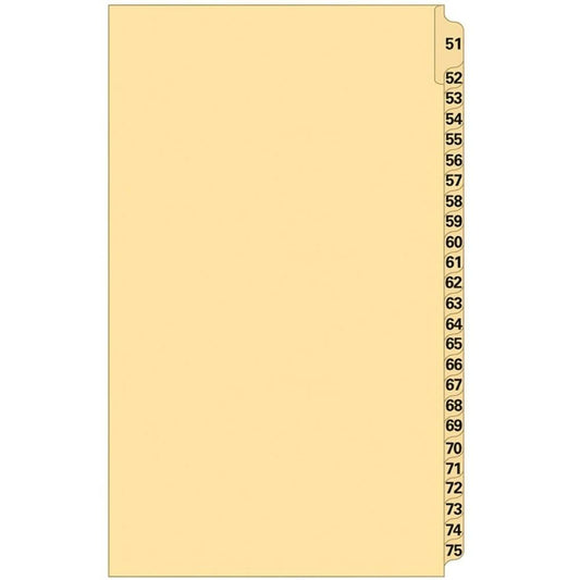 Supreme Litigation Tabs 25th Cut Numeric Set 14" Buff #51-75