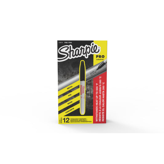 Sharpie Industrial Markers, Fine Tip, Black, 12 Pack