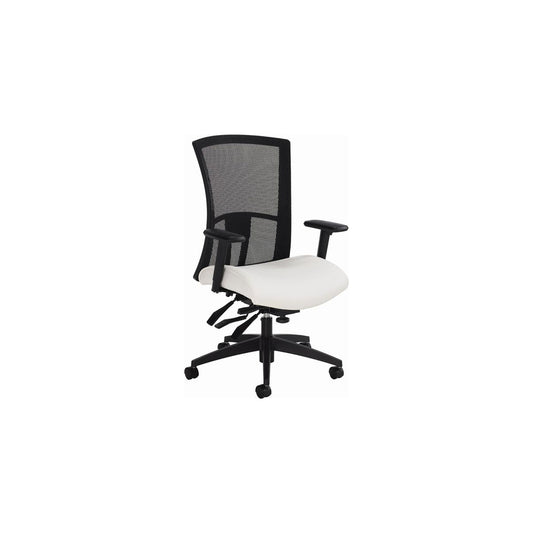 Vion High Back Multi-Tilter with Fog Frame, Allante Vinyl 2 - White Fabric (WHITE), 6321-3 A48E BLK AS CX A9