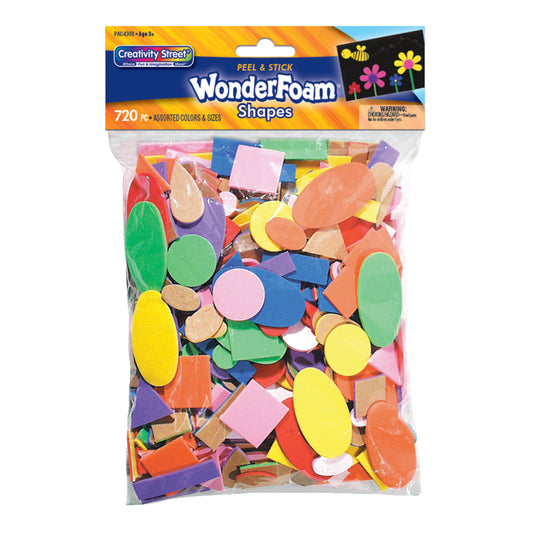 Creativity Street WonderFoam Peel & Stick Shapes, Assorted Shapes & Colors, Assorted Sizes, 720 Pieces
