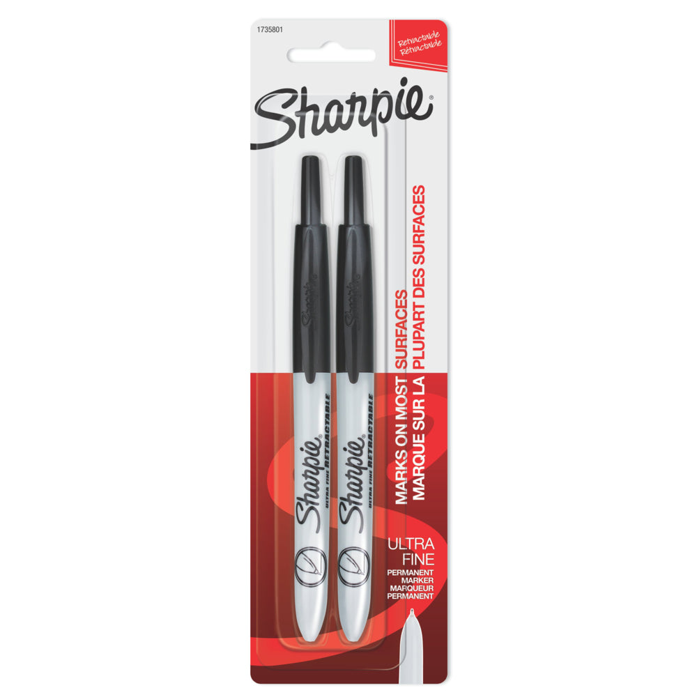 Sharpie Retractable Permanent Markers - Ultra Fine Point - Black - 2 Pack