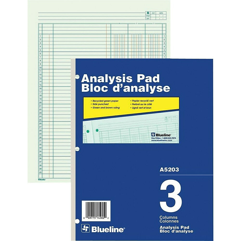Bloc d'analyse Blueline, A5203, 3 colonnes