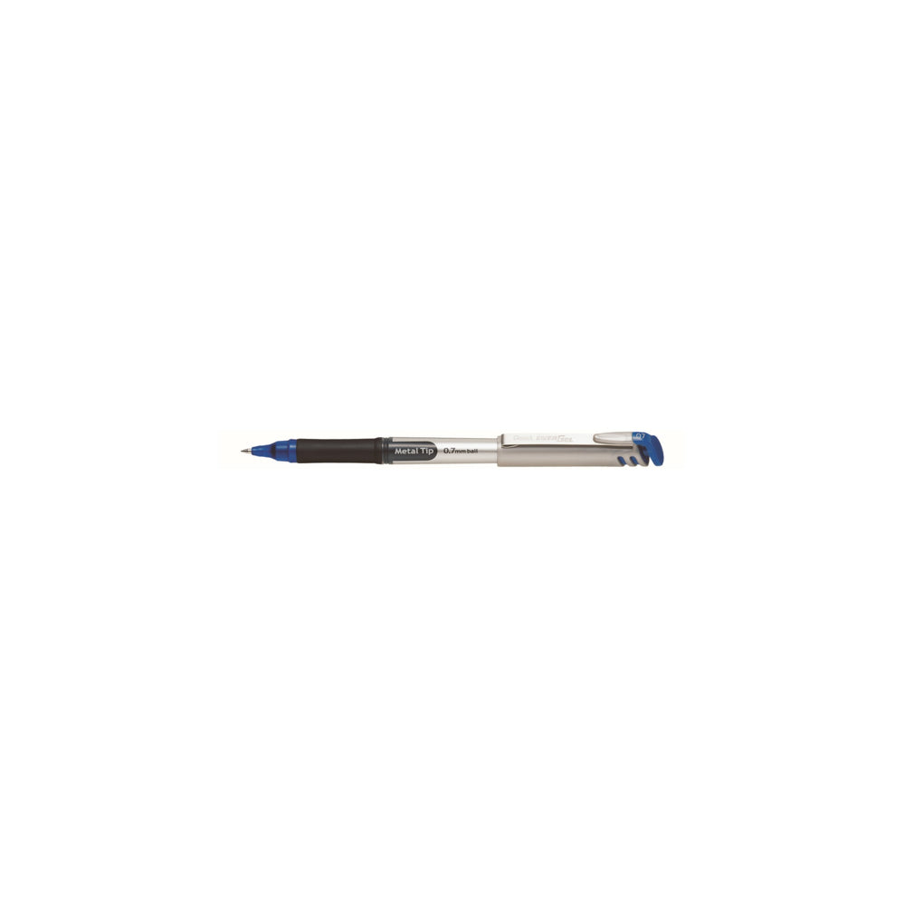 Stylo à encre gel liquide Pentel EnerGel avec pointe métallique – Pointe moyenne – 0,7 mm – Encre bleue
